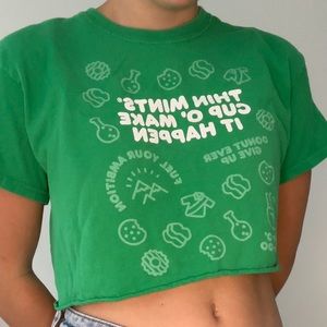 Dunkin’ Doughnuts Thin Mint coffee green graphic cropped tee shirt
